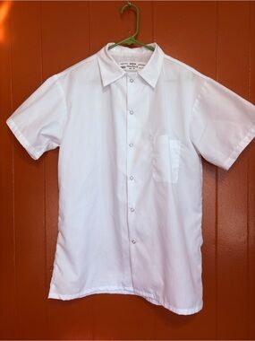 Men's White Chef Shirt with Chest Pocket Short Sleeve Lightweight
